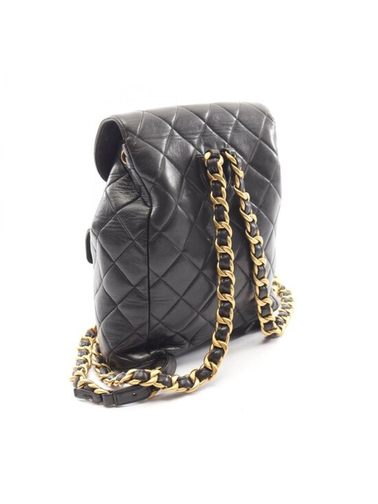 Chanel Backpack Quilted Black Lambskin Double Turnlock Chain main image 6